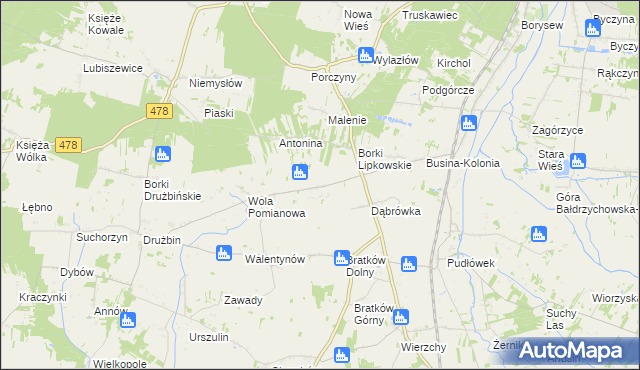 mapa Wyrębów gmina Zadzim, Wyrębów gmina Zadzim na mapie Targeo