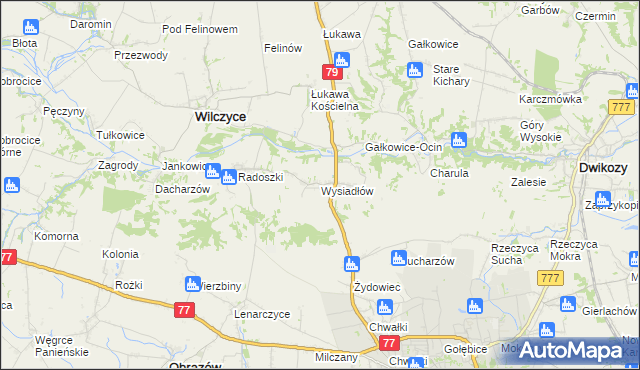 mapa Wysiadłów, Wysiadłów na mapie Targeo