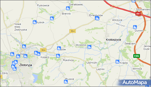 mapa Wysocko gmina Złotoryja, Wysocko gmina Złotoryja na mapie Targeo
