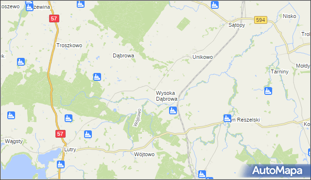mapa Wysoka Dąbrowa, Wysoka Dąbrowa na mapie Targeo