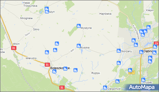 mapa Wysoka gmina Boleszkowice, Wysoka gmina Boleszkowice na mapie Targeo