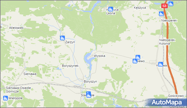 mapa Wysoka gmina Międzyrzecz, Wysoka gmina Międzyrzecz na mapie Targeo