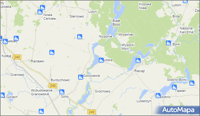 mapa Wysoka gmina Tuchola, Wysoka gmina Tuchola na mapie Targeo