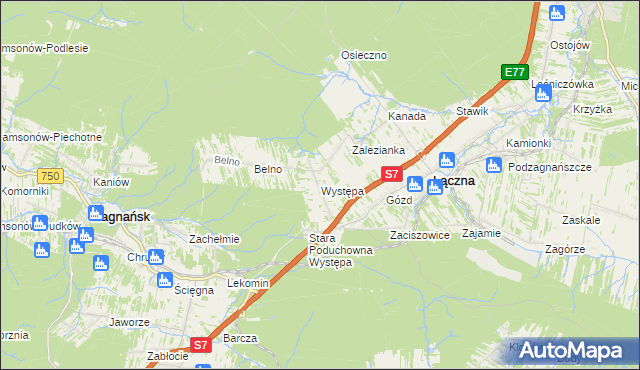 mapa Występa, Występa na mapie Targeo