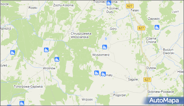mapa Wyszomierz gmina Kosów Lacki, Wyszomierz gmina Kosów Lacki na mapie Targeo