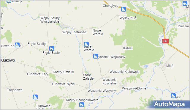 mapa Wyszonki-Wojciechy, Wyszonki-Wojciechy na mapie Targeo