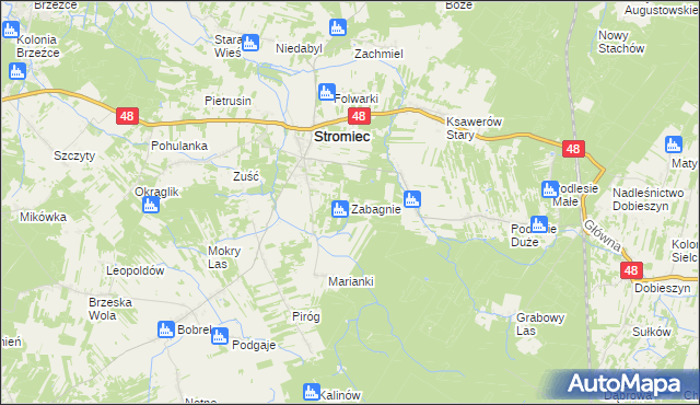 mapa Zabagnie gmina Stromiec, Zabagnie gmina Stromiec na mapie Targeo