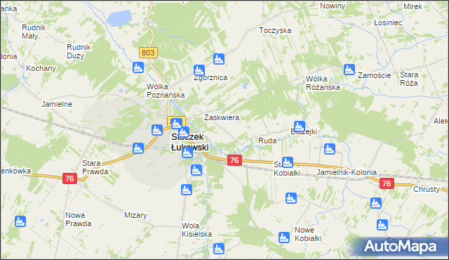 mapa Zabiele gmina Stoczek Łukowski, Zabiele gmina Stoczek Łukowski na mapie Targeo