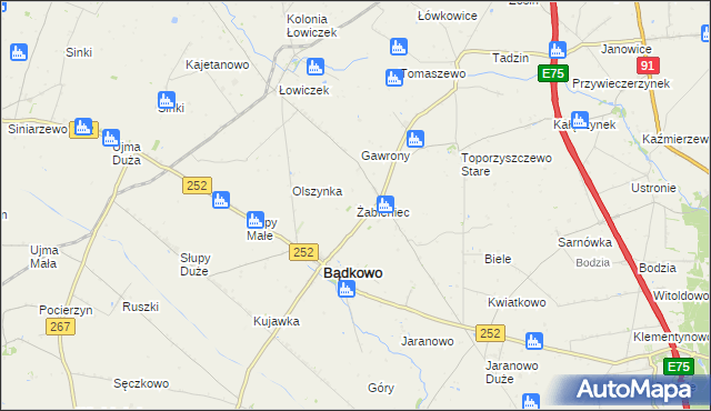 mapa Żabieniec gmina Bądkowo, Żabieniec gmina Bądkowo na mapie Targeo