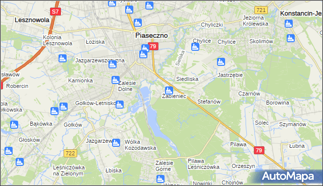 mapa Żabieniec gmina Piaseczno, Żabieniec gmina Piaseczno na mapie Targeo