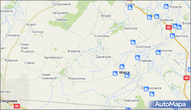 mapa Zabierzów gmina Walce, Zabierzów gmina Walce na mapie Targeo