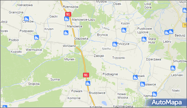 mapa Zabijak gmina Koziegłowy, Zabijak gmina Koziegłowy na mapie Targeo