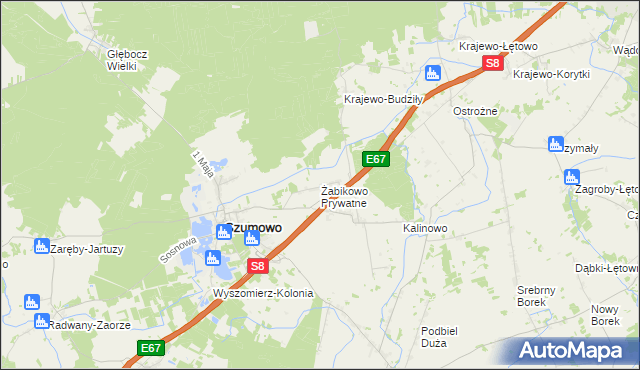 mapa Żabikowo Prywatne, Żabikowo Prywatne na mapie Targeo