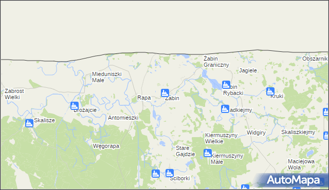 mapa Żabin gmina Banie Mazurskie, Żabin gmina Banie Mazurskie na mapie Targeo