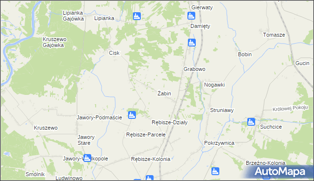 mapa Żabin gmina Goworowo, Żabin gmina Goworowo na mapie Targeo