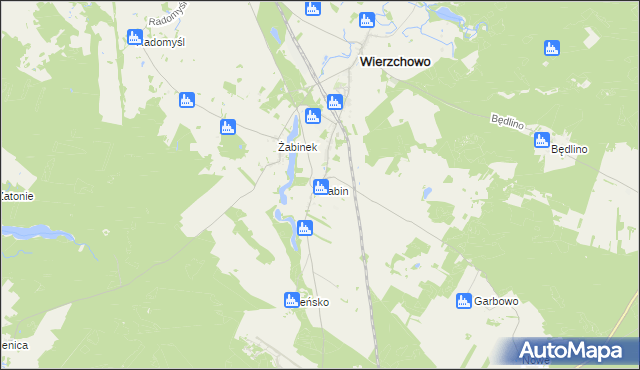 mapa Żabin gmina Wierzchowo, Żabin gmina Wierzchowo na mapie Targeo