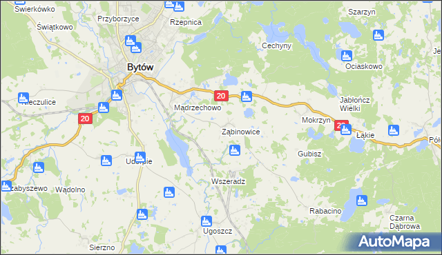 mapa Ząbinowice, Ząbinowice na mapie Targeo