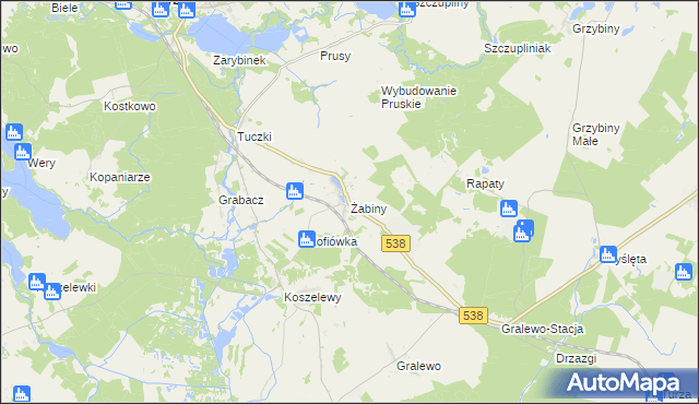 mapa Żabiny, Żabiny na mapie Targeo