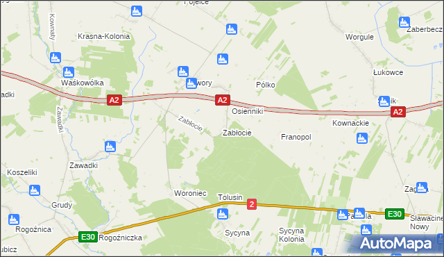 mapa Zabłocie gmina Biała Podlaska, Zabłocie gmina Biała Podlaska na mapie Targeo