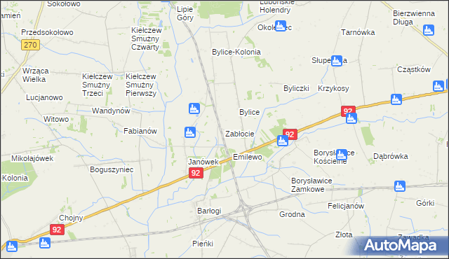 mapa Zabłocie gmina Grzegorzew, Zabłocie gmina Grzegorzew na mapie Targeo