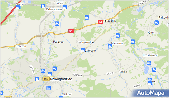 mapa Zabłocie gmina Nowogrodziec, Zabłocie gmina Nowogrodziec na mapie Targeo