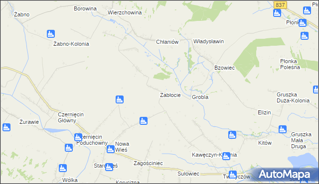 mapa Zabłocie gmina Turobin, Zabłocie gmina Turobin na mapie Targeo