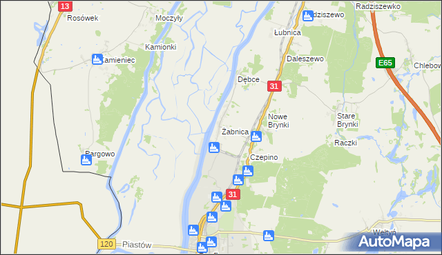 mapa Żabnica gmina Gryfino, Żabnica gmina Gryfino na mapie Targeo