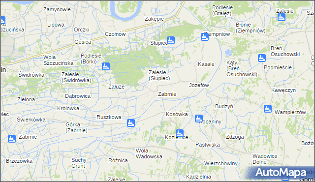 mapa Zabrnie gmina Wadowice Górne, Zabrnie gmina Wadowice Górne na mapie Targeo