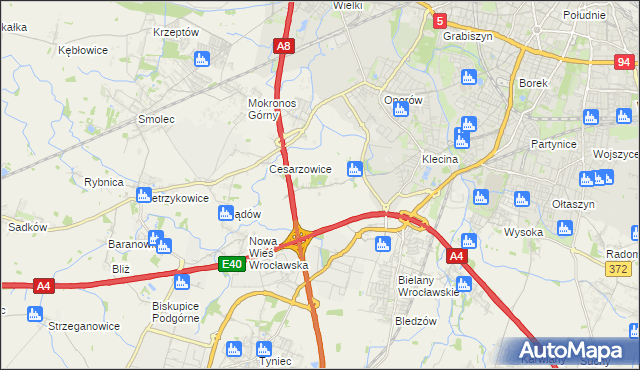 mapa Zabrodzie gmina Kąty Wrocławskie, Zabrodzie gmina Kąty Wrocławskie na mapie Targeo