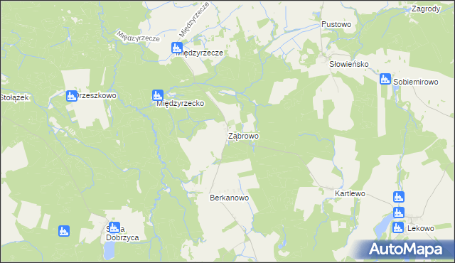 mapa Ząbrowo gmina Świdwin, Ząbrowo gmina Świdwin na mapie Targeo