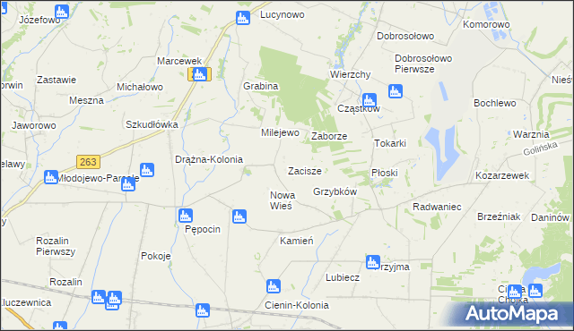 mapa Zacisze gmina Słupca, Zacisze gmina Słupca na mapie Targeo