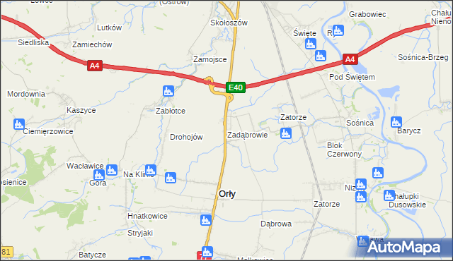 mapa Zadąbrowie gmina Orły, Zadąbrowie gmina Orły na mapie Targeo