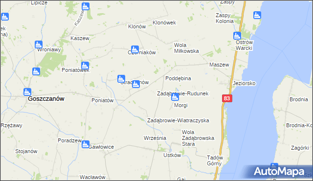 mapa Zadąbrowie-Rudunek, Zadąbrowie-Rudunek na mapie Targeo