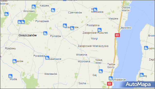 mapa Zadąbrowie-Wiatraczyska, Zadąbrowie-Wiatraczyska na mapie Targeo