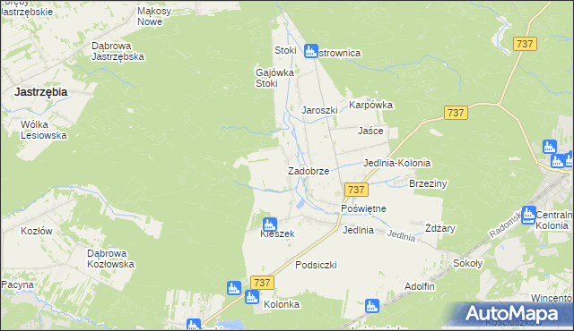 mapa Zadobrze gmina Pionki, Zadobrze gmina Pionki na mapie Targeo