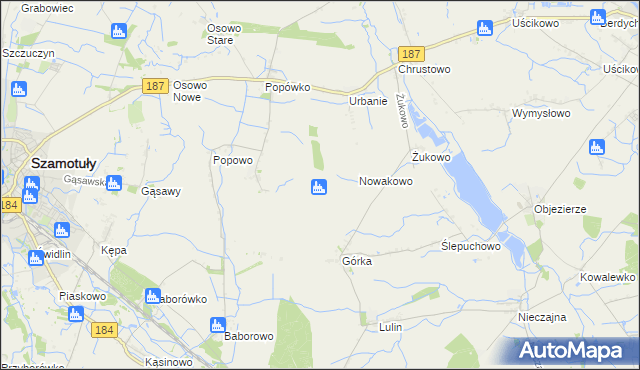 mapa Zagaj gmina Oborniki, Zagaj gmina Oborniki na mapie Targeo