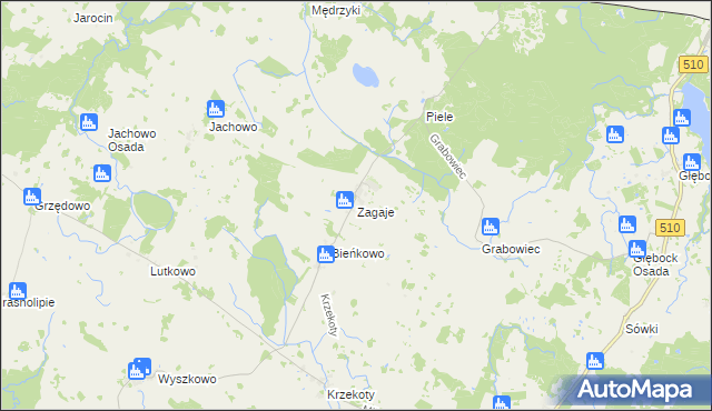 mapa Zagaje gmina Lelkowo, Zagaje gmina Lelkowo na mapie Targeo