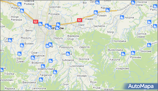 mapa Zagórnik gmina Andrychów, Zagórnik gmina Andrychów na mapie Targeo