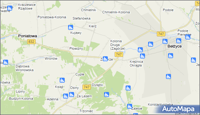 mapa Zagórze gmina Bełżyce, Zagórze gmina Bełżyce na mapie Targeo