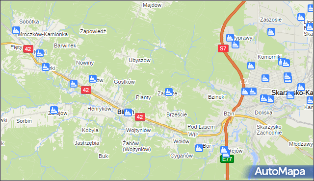 mapa Zagórze gmina Bliżyn, Zagórze gmina Bliżyn na mapie Targeo