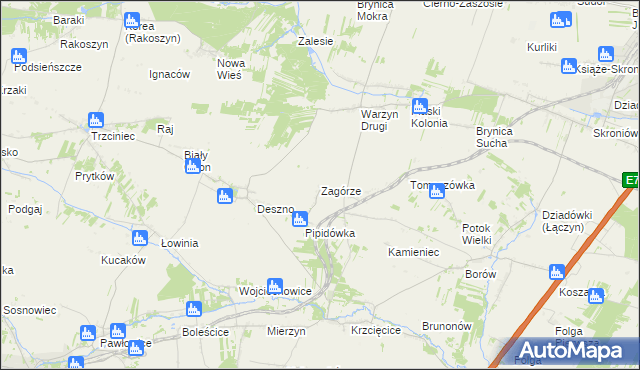 mapa Zagórze gmina Nagłowice, Zagórze gmina Nagłowice na mapie Targeo