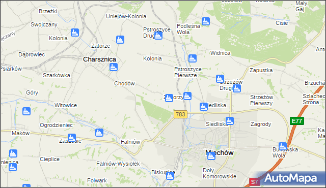 mapa Zagorzyce gmina Miechów, Zagorzyce gmina Miechów na mapie Targeo