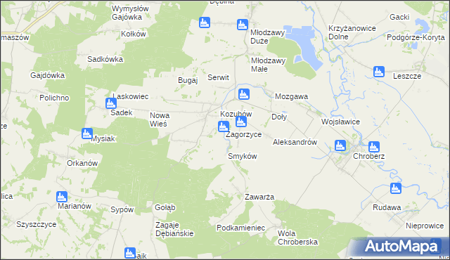 mapa Zagorzyce gmina Pińczów, Zagorzyce gmina Pińczów na mapie Targeo