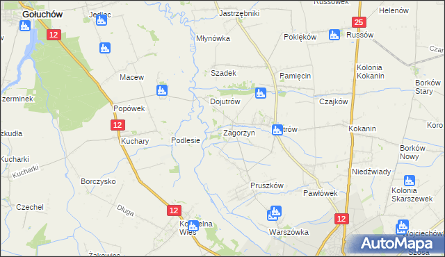 mapa Zagorzyn gmina Blizanów, Zagorzyn gmina Blizanów na mapie Targeo