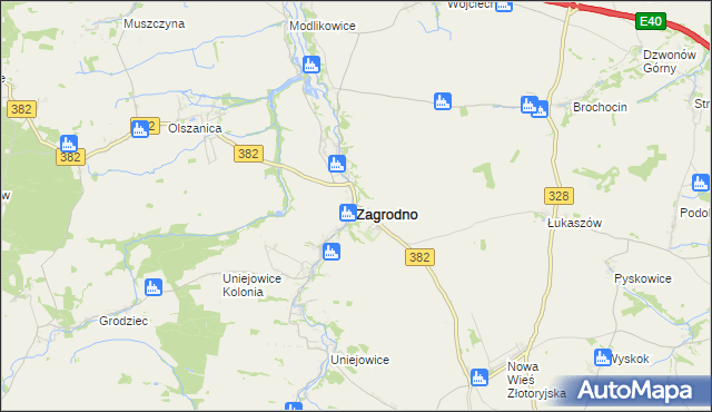 mapa Zagrodno powiat złotoryjski, Zagrodno powiat złotoryjski na mapie Targeo