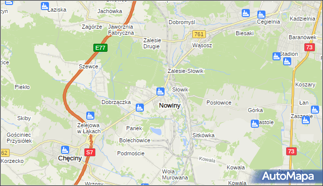 mapa Zagrody gmina Sitkówka-Nowiny, Zagrody gmina Sitkówka-Nowiny na mapie Targeo