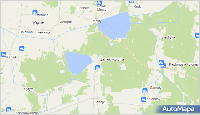 mapa Zahajki-Kolonia, Zahajki-Kolonia na mapie Targeo