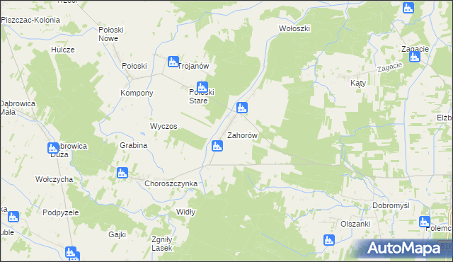 mapa Zahorów, Zahorów na mapie Targeo