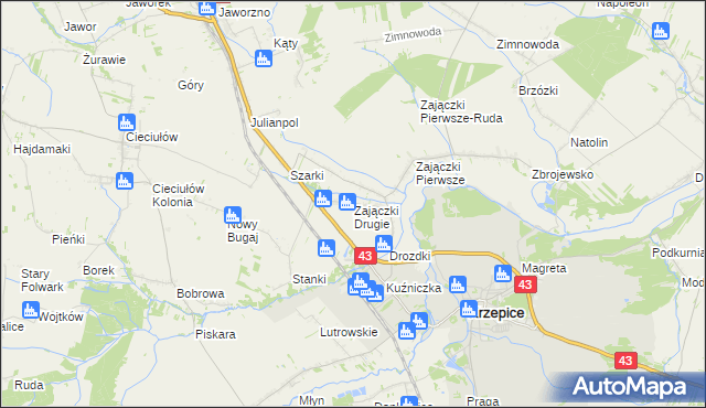 mapa Zajączki Drugie, Zajączki Drugie na mapie Targeo