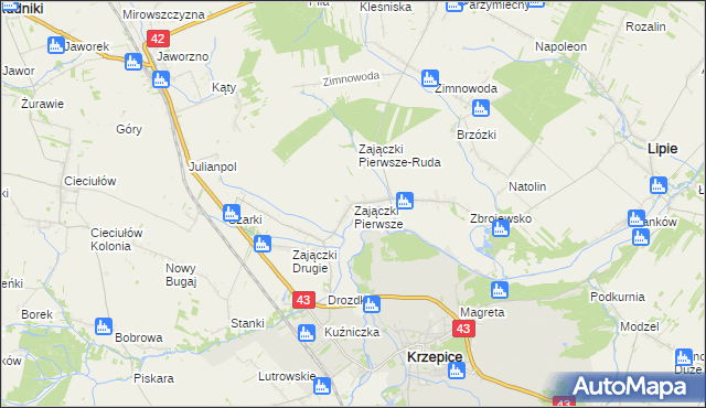 mapa Zajączki Pierwsze, Zajączki Pierwsze na mapie Targeo